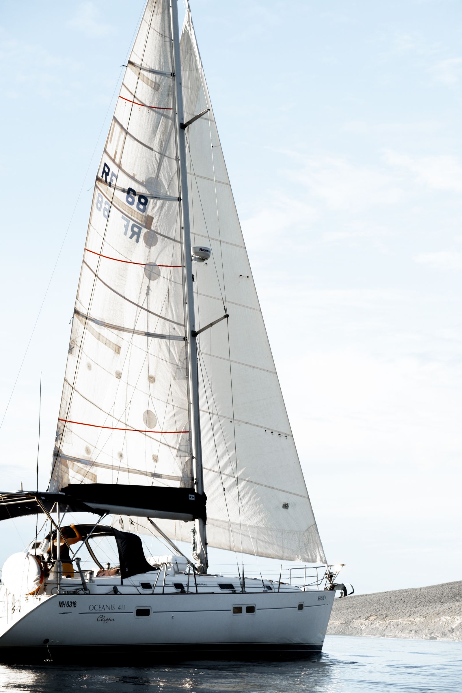 Private cruising sailing yacht under way